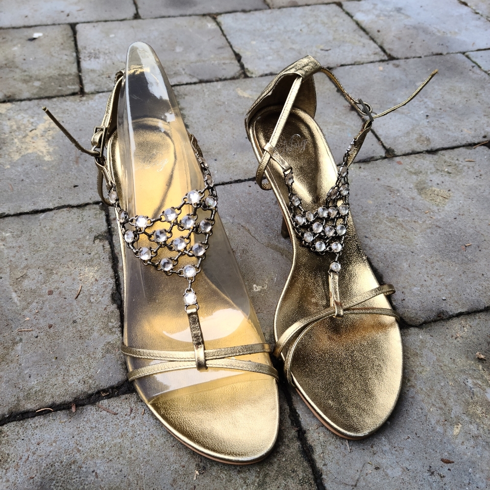 Mango gold heels